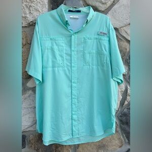 Columbia PFG Tamiami Shirt LG Blue Vented Button Up Fishing Outdoor Lightweight